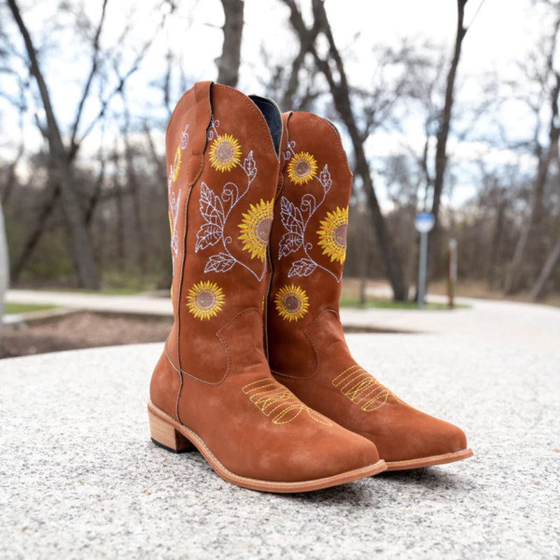 Lujo Cowgirl Boots with a Sunflower Design