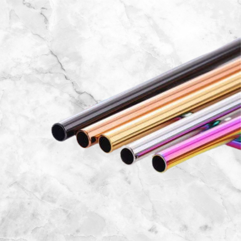 4 & 8 Pack Stainless Steel Rainbow Straws