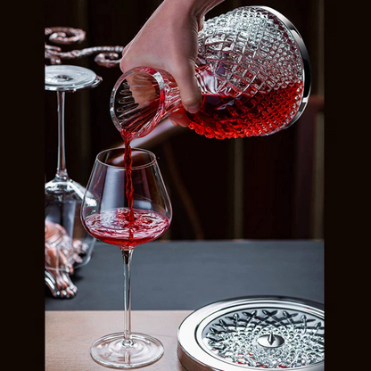 360° Rotating Crystal Wine Decanter with Tray