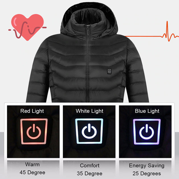 Electric Battery Heated Hooded Jacket - Waterproof , Thermal Heating