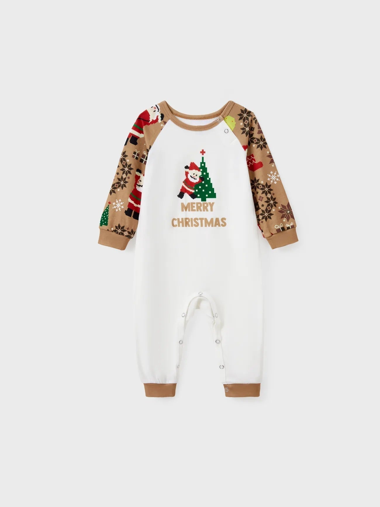 Matching Family Christmas Pajamas with Santa and Tree Print