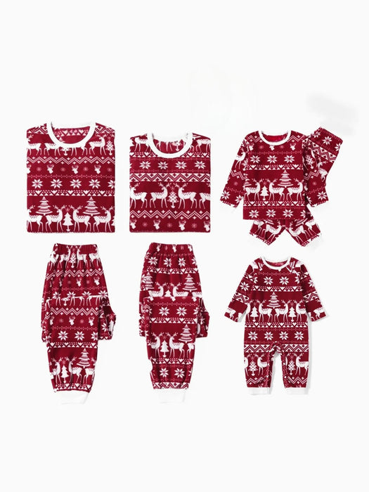 Festive Winter Print Long Sleeve Family Pajama Sets