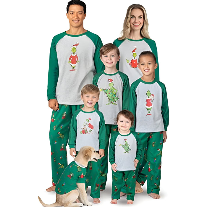 Grinch Print Family Pajamas Set