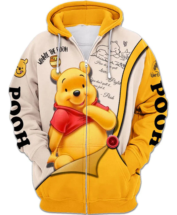 Cozy Zip Up Hoodie With Bear Design