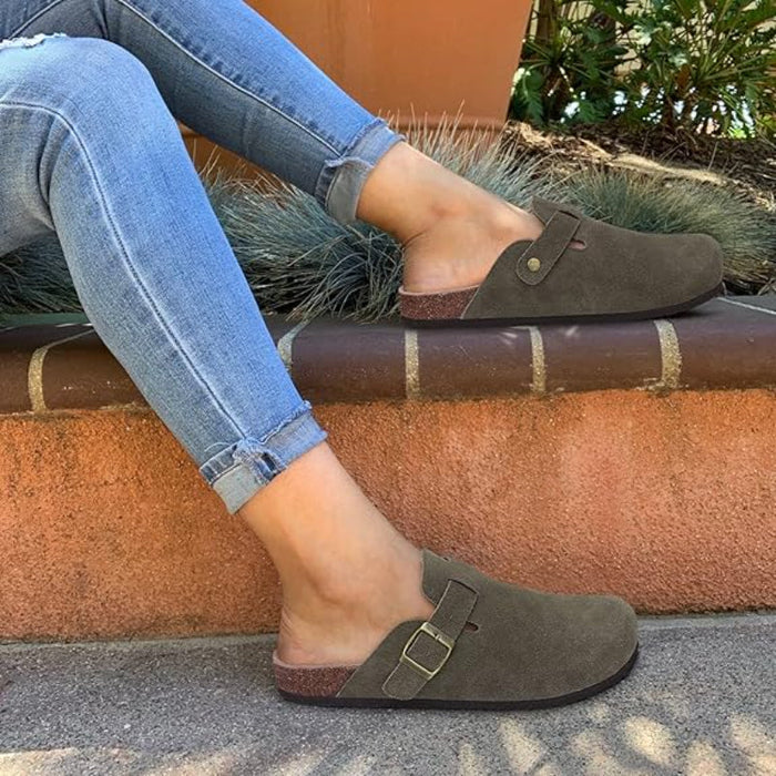 Comfortable Suede Clogs With Classic Touch