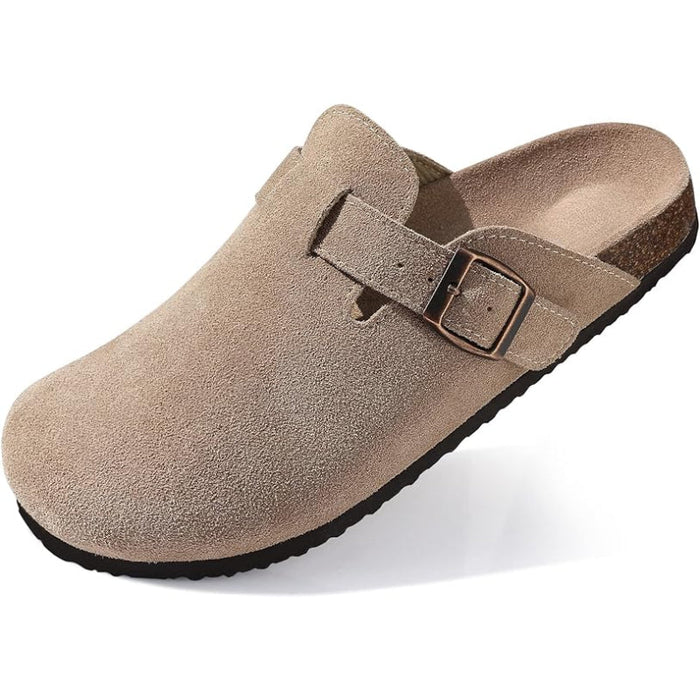 Comfortable Suede Clogs With Classic Touch