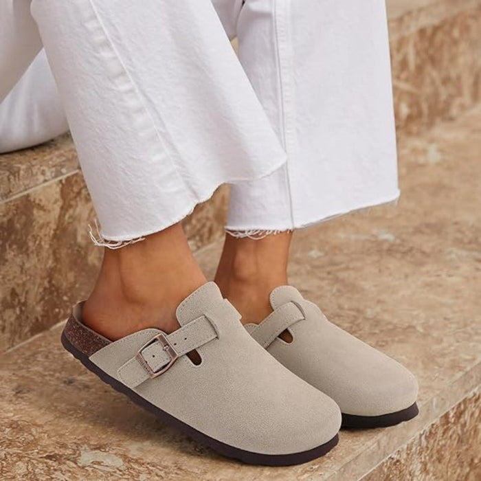 Comfortable Suede Clogs With Classic Touch