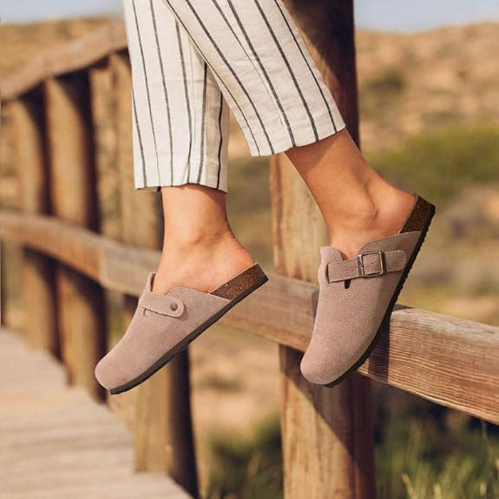 Comfortable Suede Clogs With Classic Touch