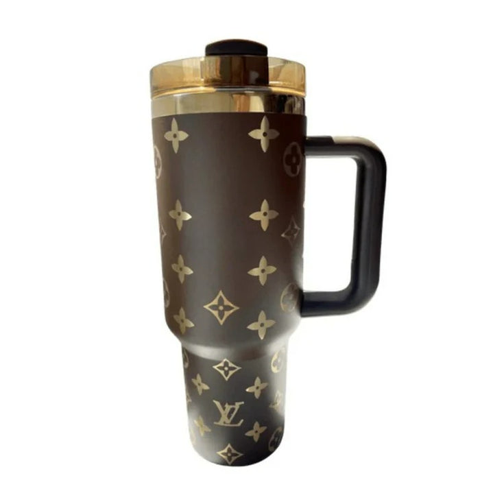 Designer Inspired 40 Oz Insulated Tumbler With Handle