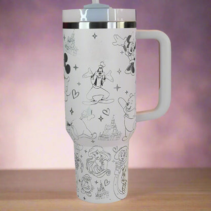 Disney Themed Engraving 40 Oz Tumbler With Handle