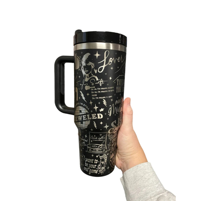 40oz Album Inspired Engraved Tumbler With Handle