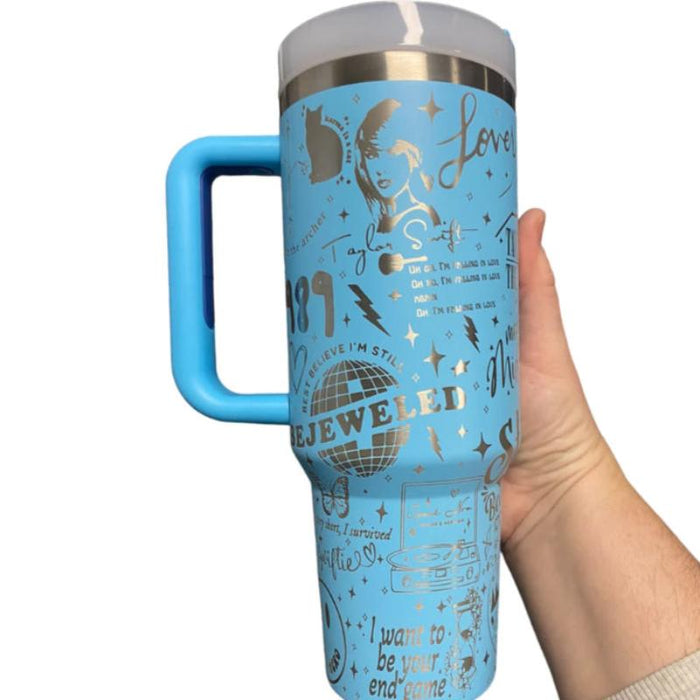 40oz Album Inspired Engraved Tumbler With Handle