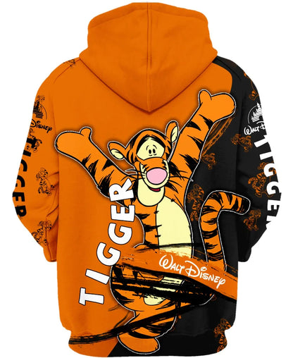 Tigger Print Hoodie With Energetic Design