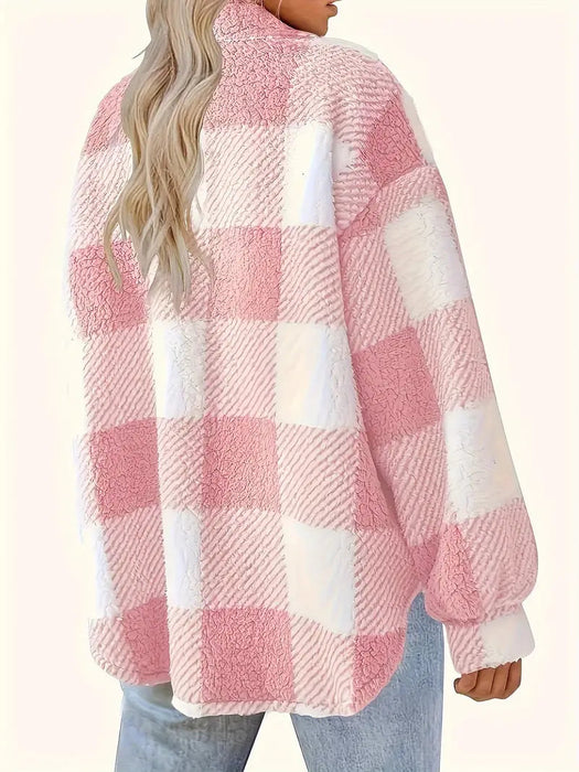 Classic Comfy Long Sleeve Plaid Pattern Jacket