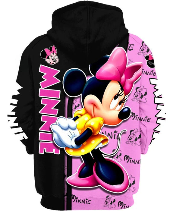 Cozy Zip Up Hoodie With Minnie Mouse Print