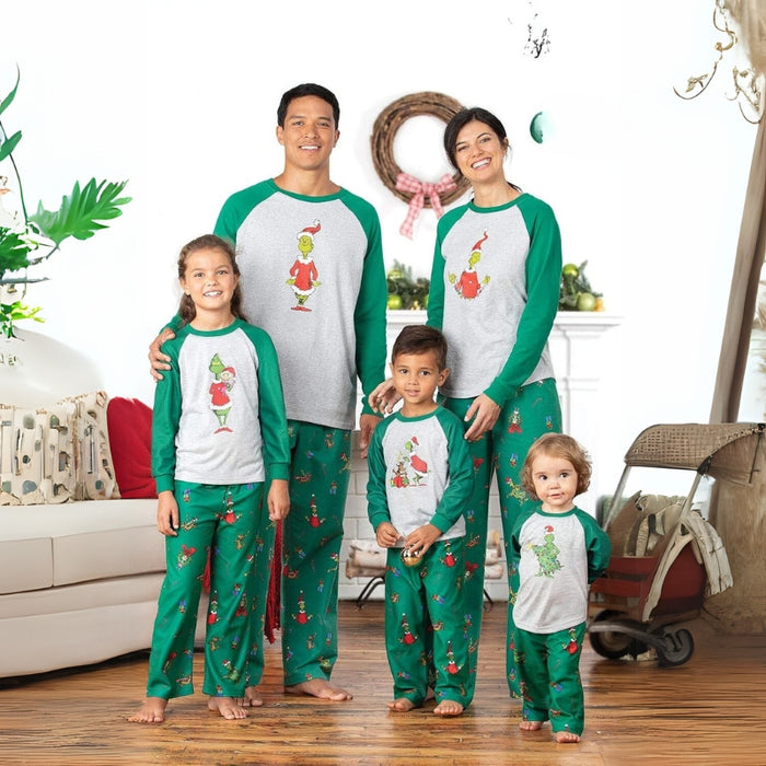 Grinch Print Family Pajamas Set