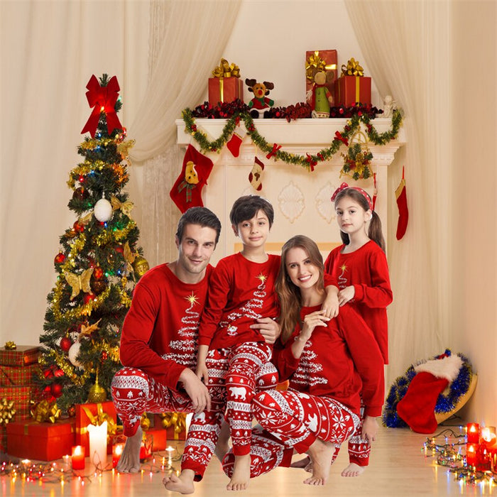 Holiday Family Pajama Sets With Christmas Tree Lights Print