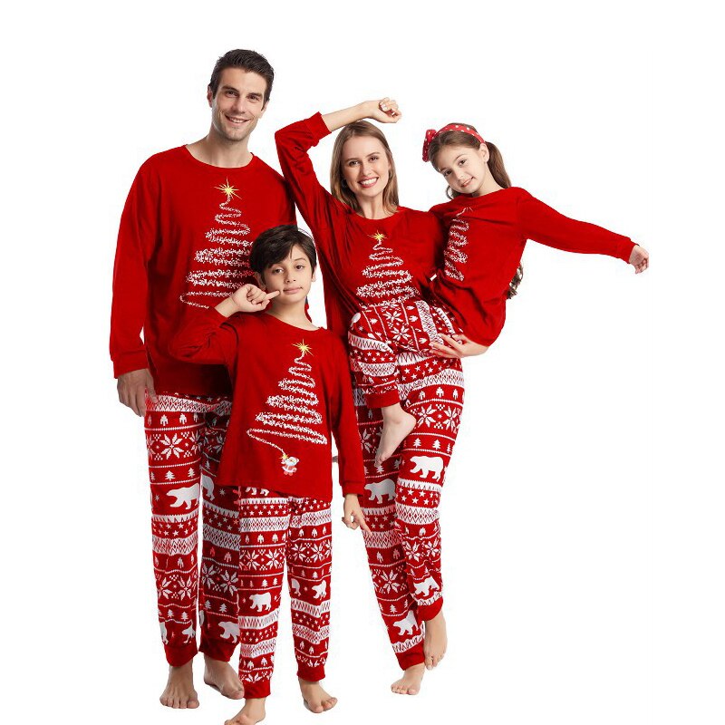 Holiday Pajama Set with Christmas Tree Lights Print