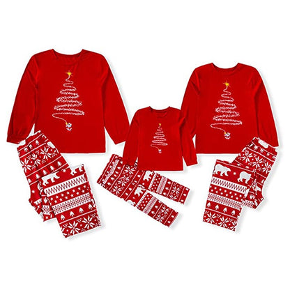 Holiday Pajama Set with Christmas Tree Lights Print