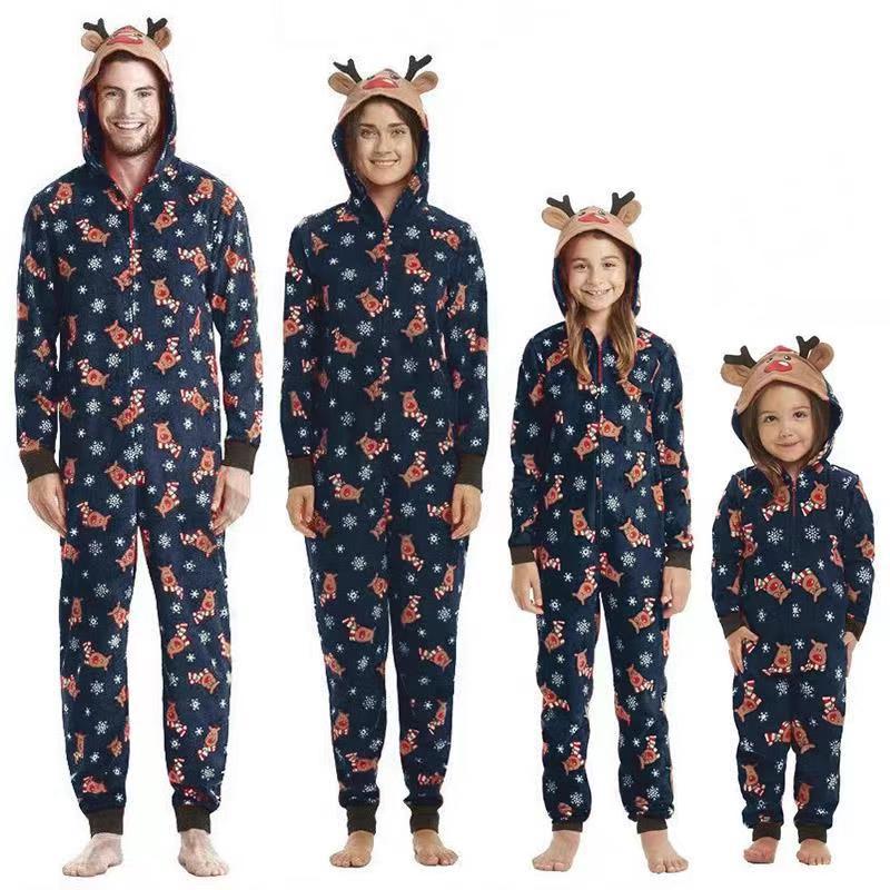 Cozy Family Matching Reindeer Print Pajamas