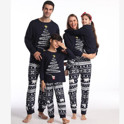 Holiday Pajama Set with Christmas Tree Lights Print