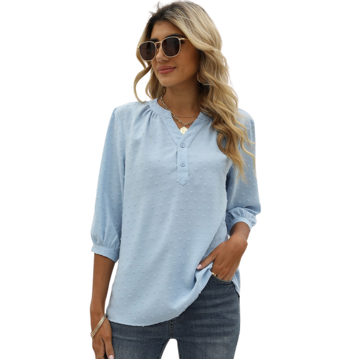 Textured Three - Quarter Sleeves Blouse