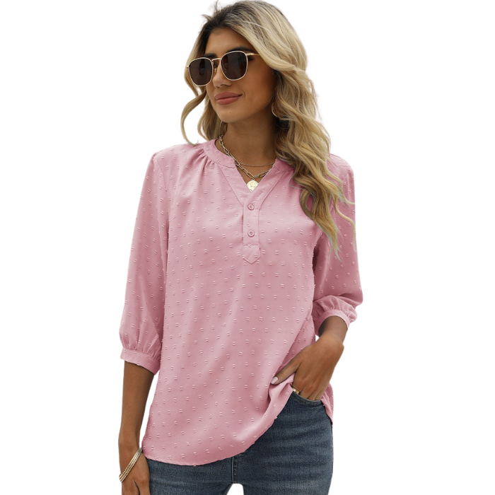 Textured Three - Quarter Sleeves Blouse