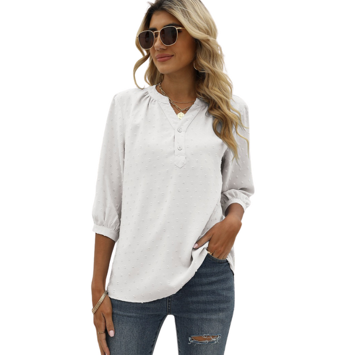 Textured Three - Quarter Sleeves Blouse