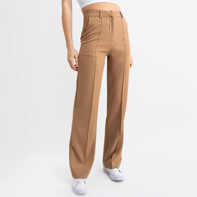 High Waisted Suit Pants With Straw Pleats