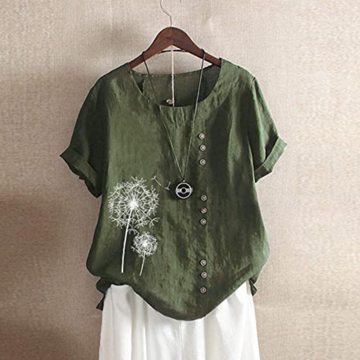 Dandelion Patch Button Summer Blouse