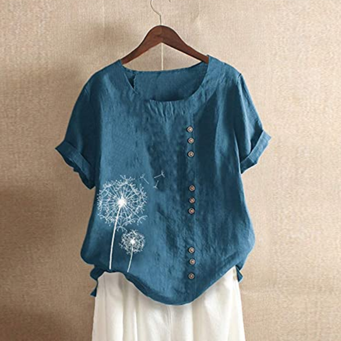 Dandelion Patch Button Summer Blouse