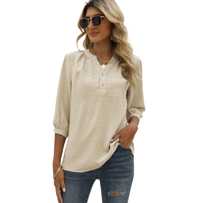 Textured Three - Quarter Sleeves Blouse