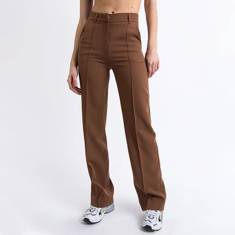 High Waisted Suit Pants With Straw Pleats