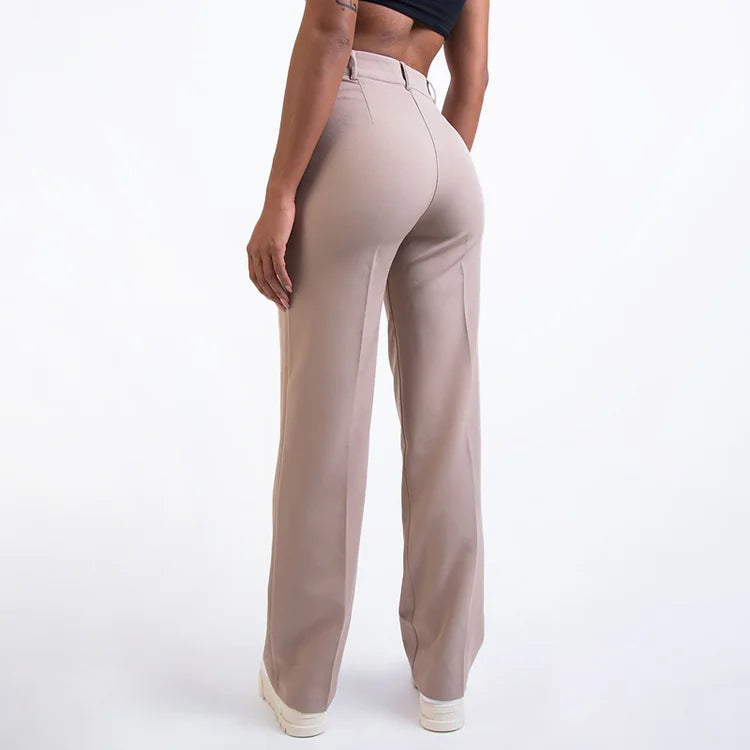 High Waisted Suit Pants With Straw Pleats