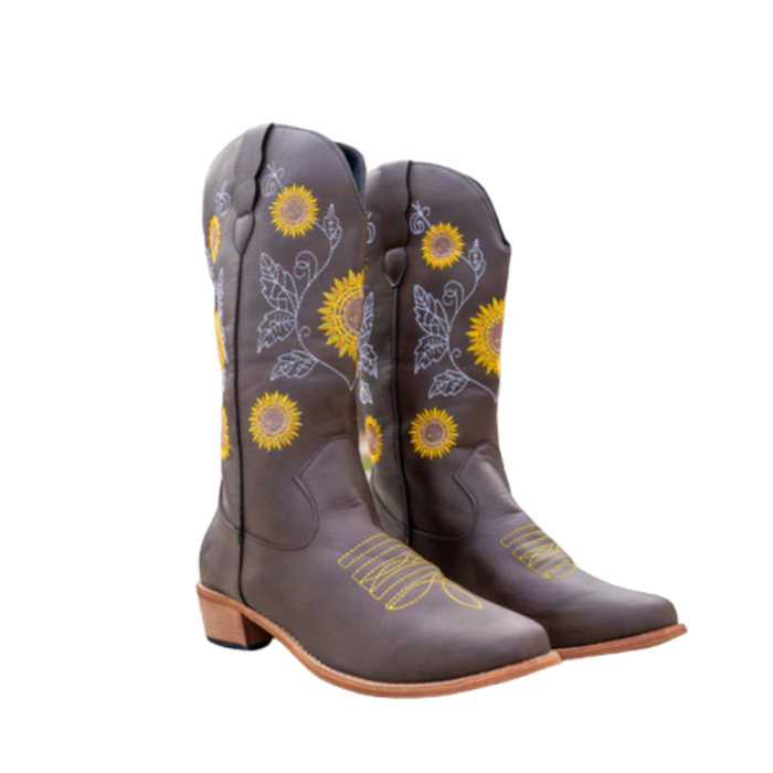 Lujo Cowgirl Boots with a Sunflower Design