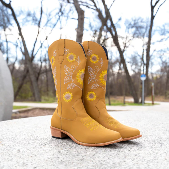 Lujo Cowgirl Boots with a Sunflower Design