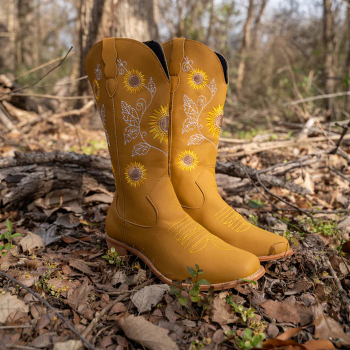 Lujo Cowgirl Boots with a Sunflower Design