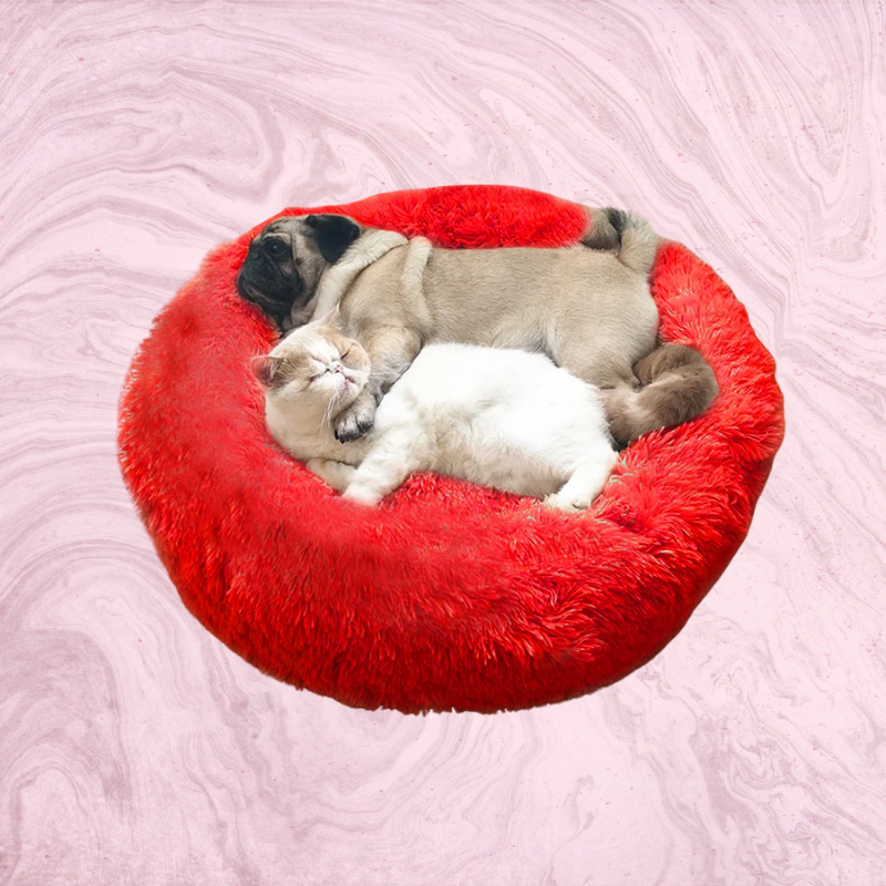 Calming Faux Fur Stretch Pet Bed