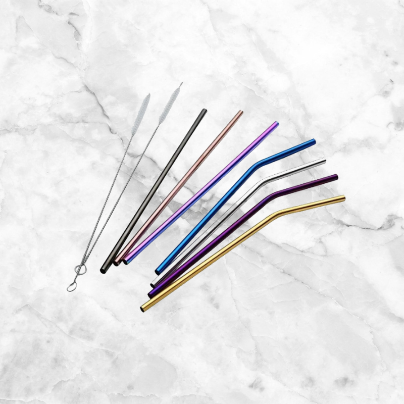 4 & 8 Pack Stainless Steel Rainbow Straws