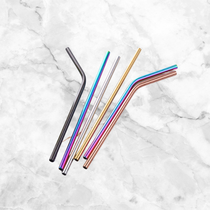 4 & 8 Pack Stainless Steel Rainbow Straws