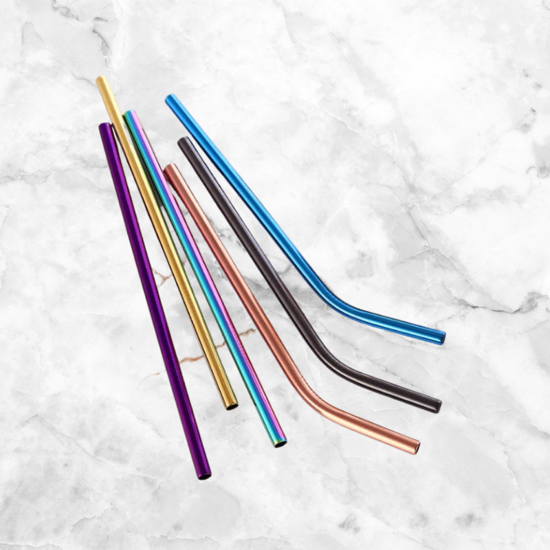 4 & 8 Pack Stainless Steel Rainbow Straws