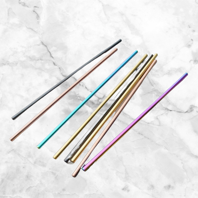 4 & 8 Pack Stainless Steel Rainbow Straws