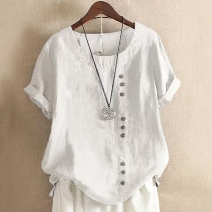 Short Sleeve Button Summer Blouse